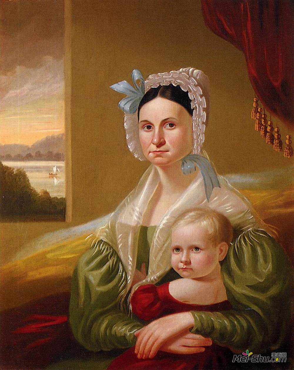 乔治·迦勒宾·宾汉姆(George Caleb Bingham)高清作品《Mrs. David Steele Lamme and Son, William Wirt》