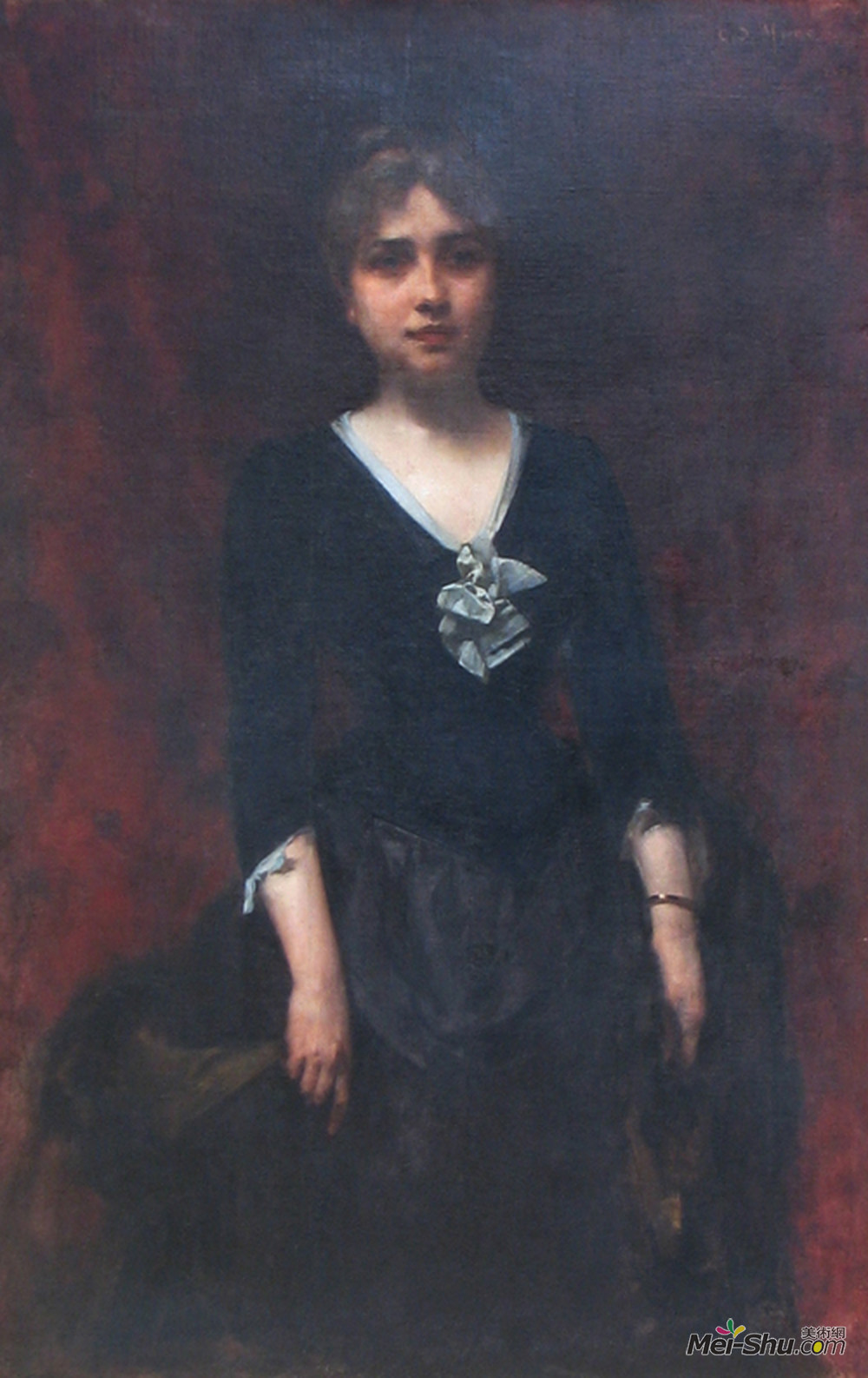 乔治·德梅雷斯库·米拉(George Demetrescu Mirea)高清作品《Portrait of Mrs. Sihleanu》