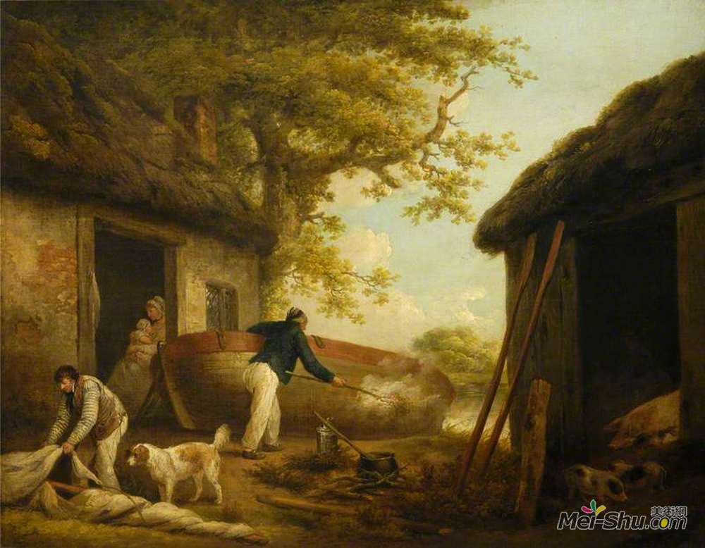 乔治·默兰德(George Morland)高清作品《船夫的家》