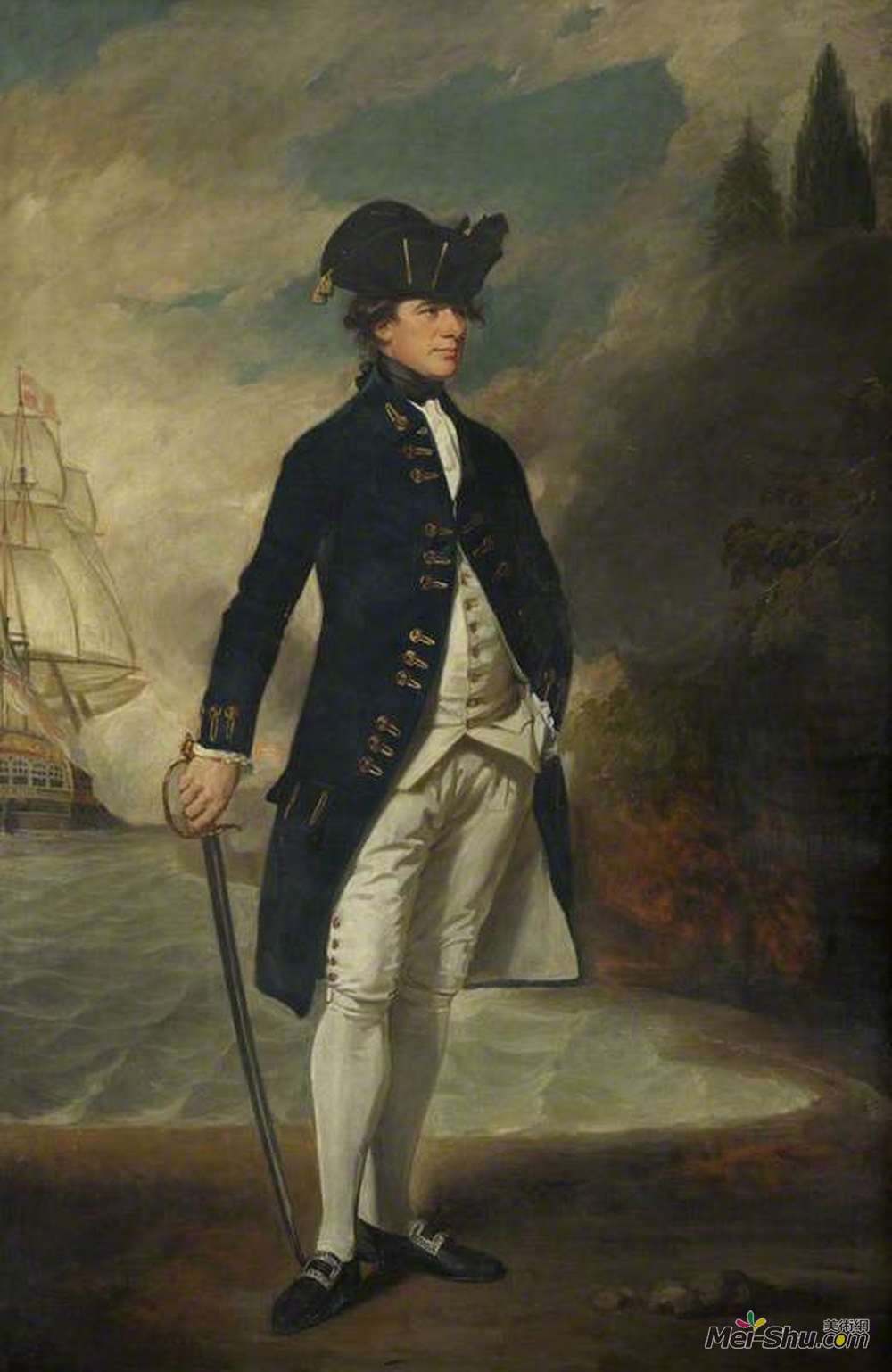 乔治·罗姆尼(George Romney)高清作品《Captain, Later Admiral, Sir Hyde Parker (1739–1807)》