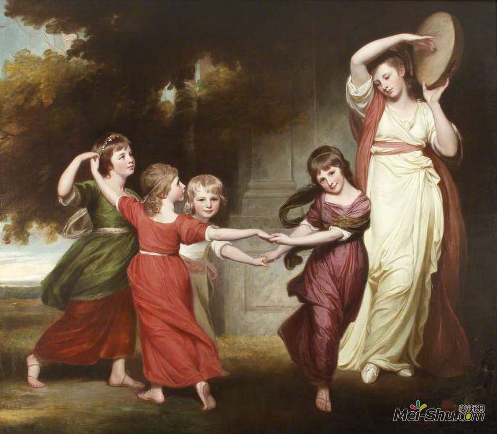 乔治·罗姆尼(George Romney)高清作品《高尔家族。格兰维尔的孩子，第二伯爵高尔》