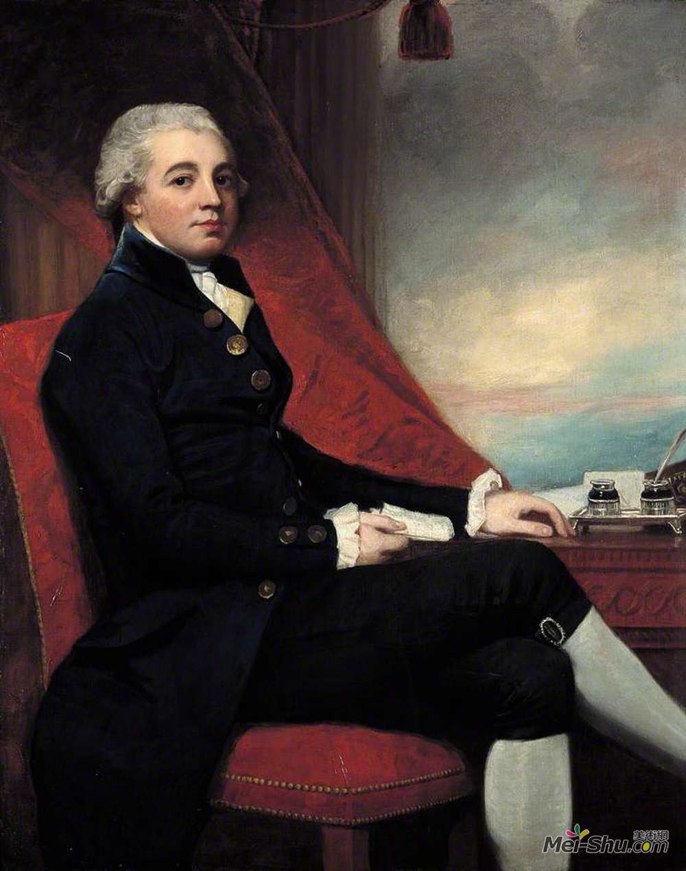 乔治·罗姆尼(George Romney)高清作品《托马斯雷克斯（1741年至1813年），英格兰银行行长》