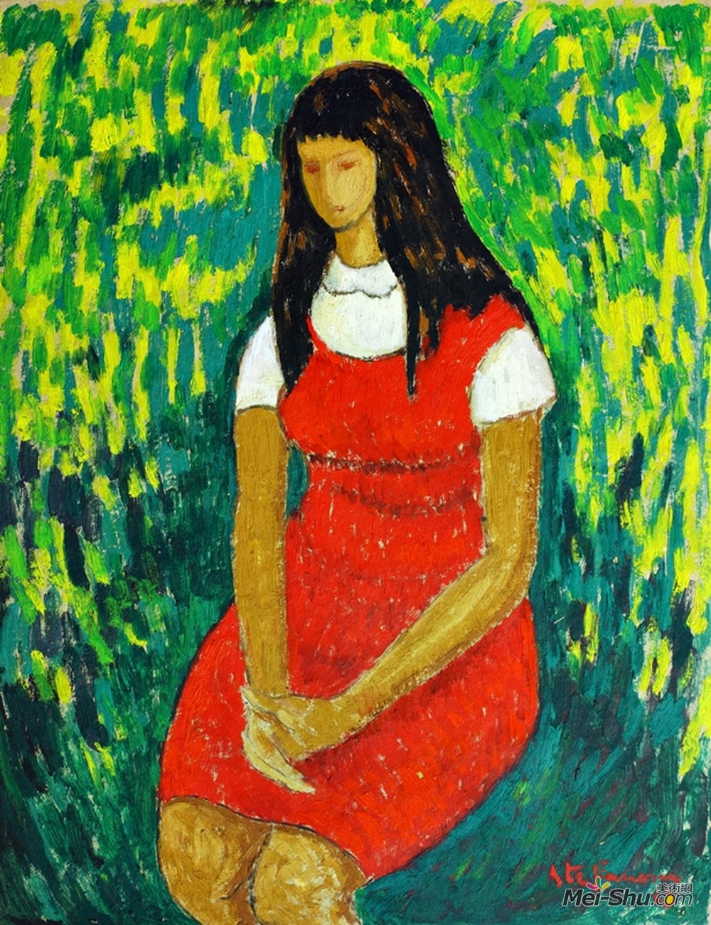 乔治·斯特凡内斯丘(George Stefanescu)高清作品《穿红衣服的女孩》