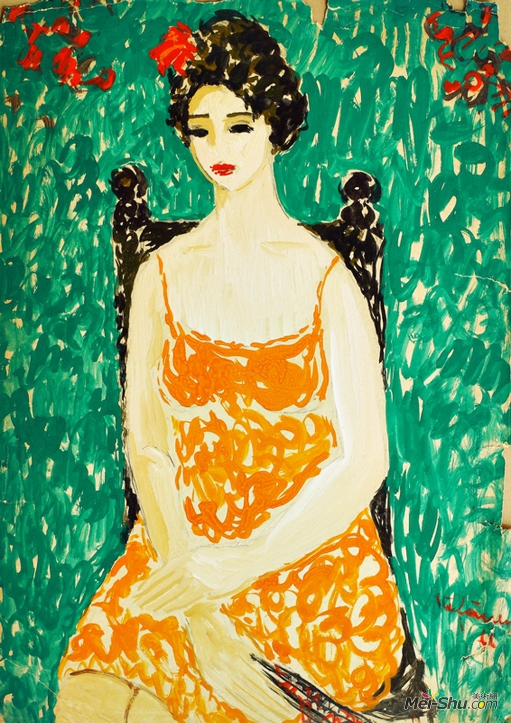 乔治·斯特凡内斯丘(George Stefanescu)高清作品《橙色礼服的女孩》