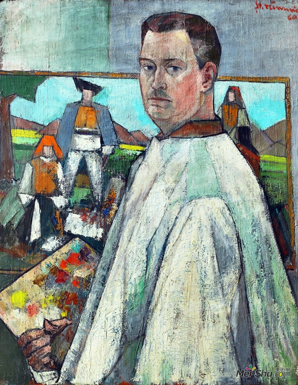 乔治·斯特凡内斯丘(George Stefanescu)高清作品《画架前（自画像）》