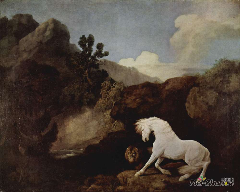 乔治·斯塔布斯(George Stubbs)高清作品《被狮子吓坏的马》