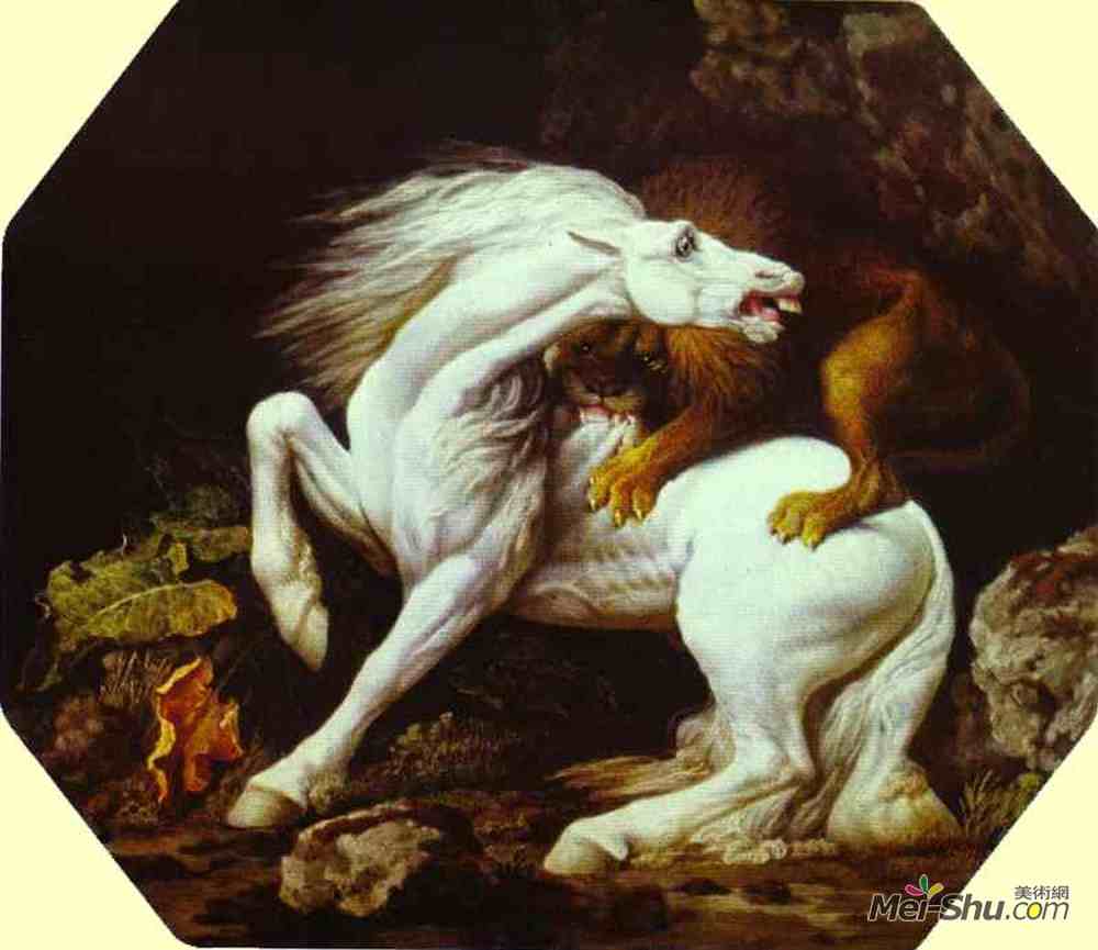 乔治·斯塔布斯(George Stubbs)高清作品《被狮子袭击的马》