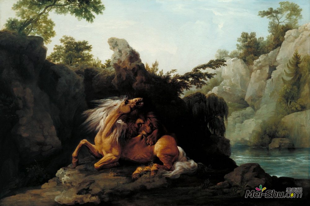 乔治·斯塔布斯(George Stubbs)高清作品《被狮子吞食的马》