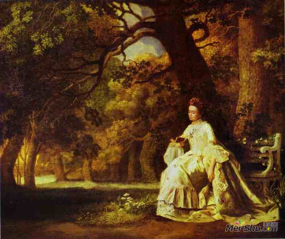 乔治·斯塔布斯(George Stubbs)高清作品《森林公园里的女士阅读》
