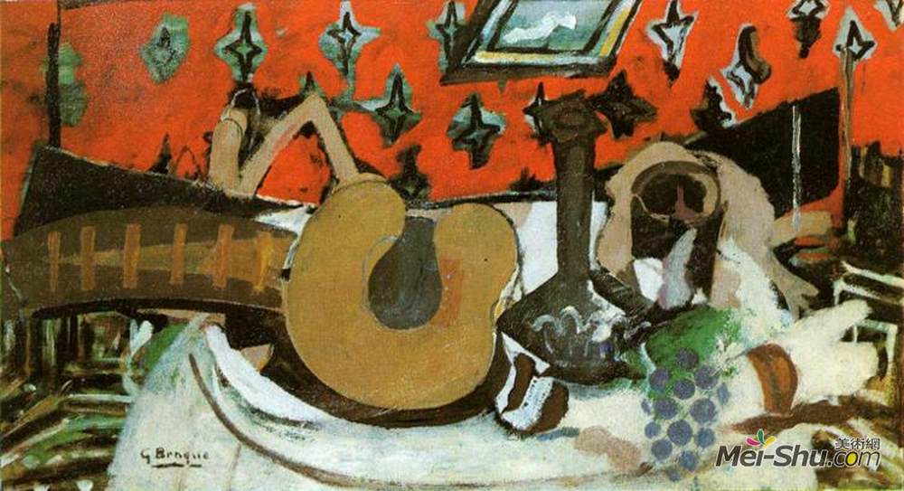 乔治·布拉克(Georges Braque)高清作品《生命的第二静止的曼陀林》