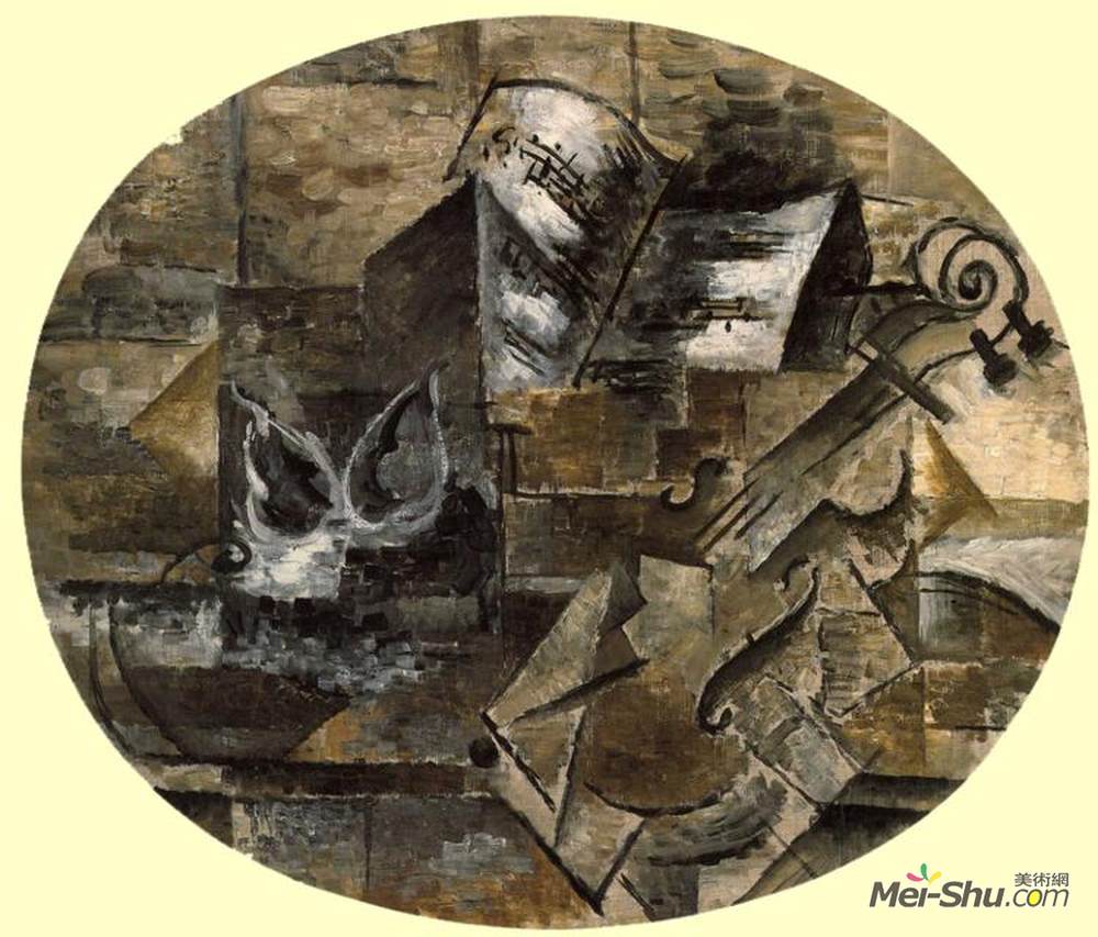 乔治·布拉克(Georges Braque)高清作品《小提琴与乐谱》