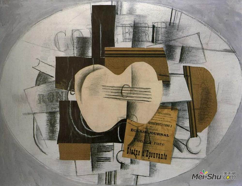 乔治·布拉克(Georges Braque)高清作品《Guitar "Program statue d'epouvante"》