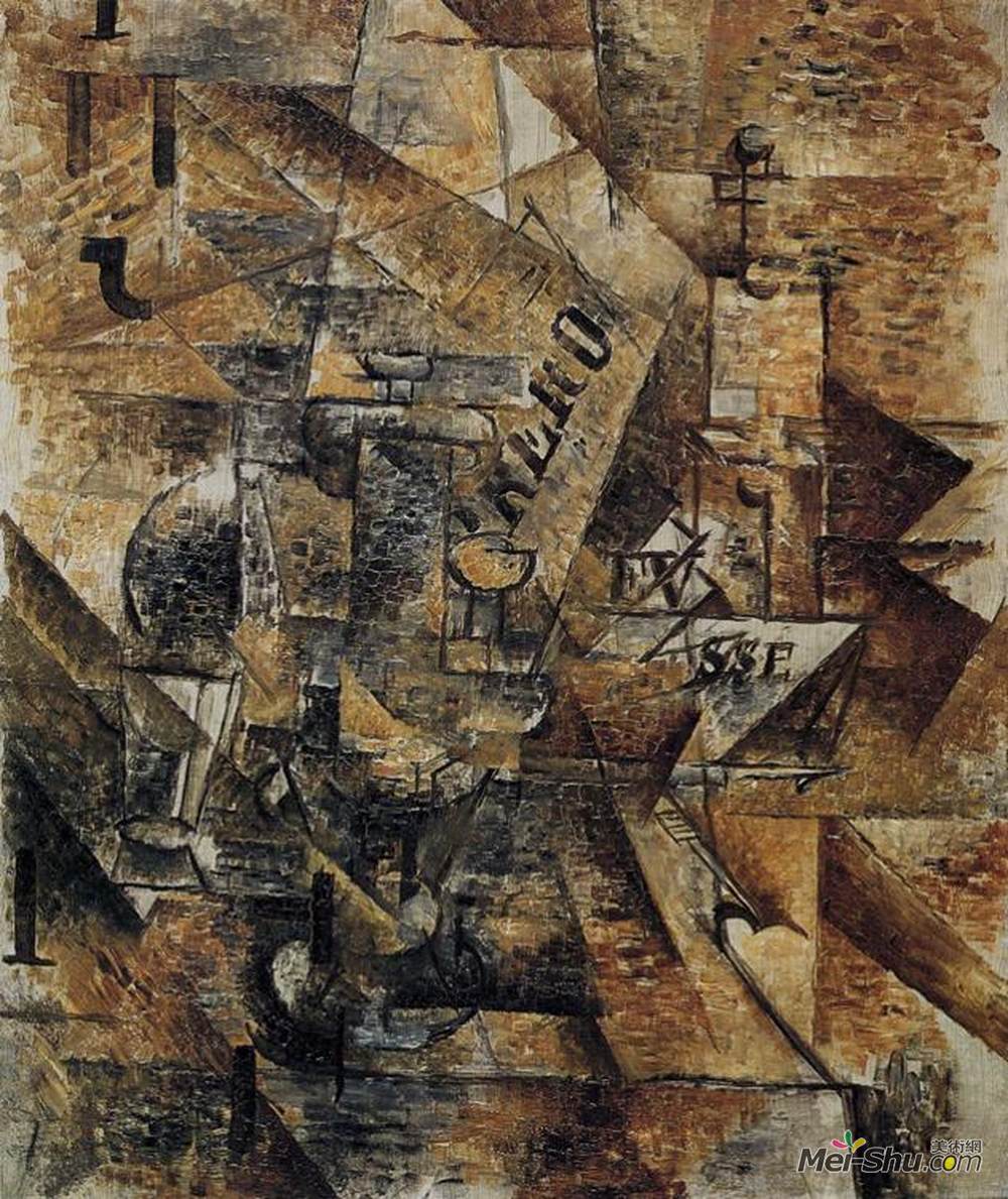 乔治·布拉克(Georges Braque)高清作品《带着一对乐队的静物》