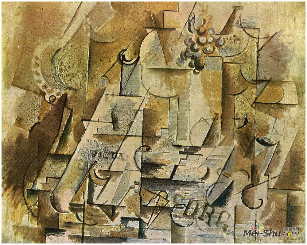 乔治·布拉克(Georges Braque)高清作品《一束葡萄的静物》
