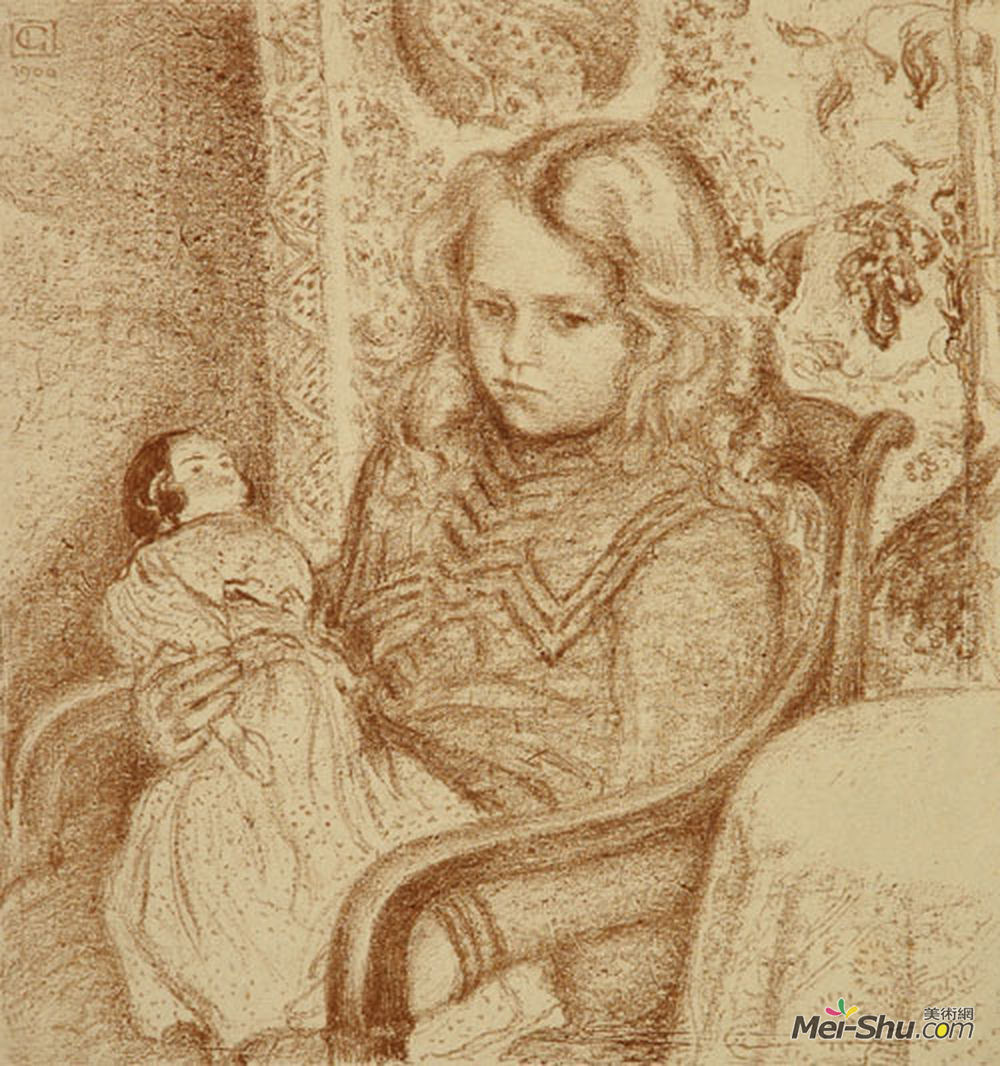 乔治·莱门(Georges Lemmen)高清作品《玩偶女孩》