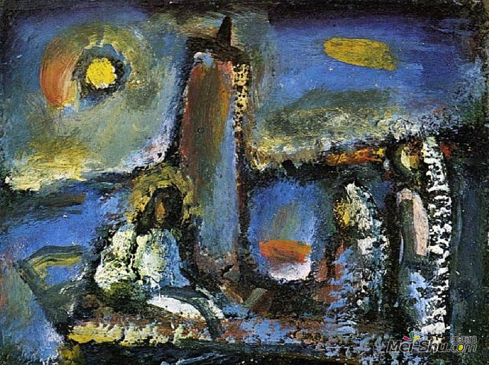 乔治·鲁奥(Georges Rouault)高清作品《基督在湖心岛上》