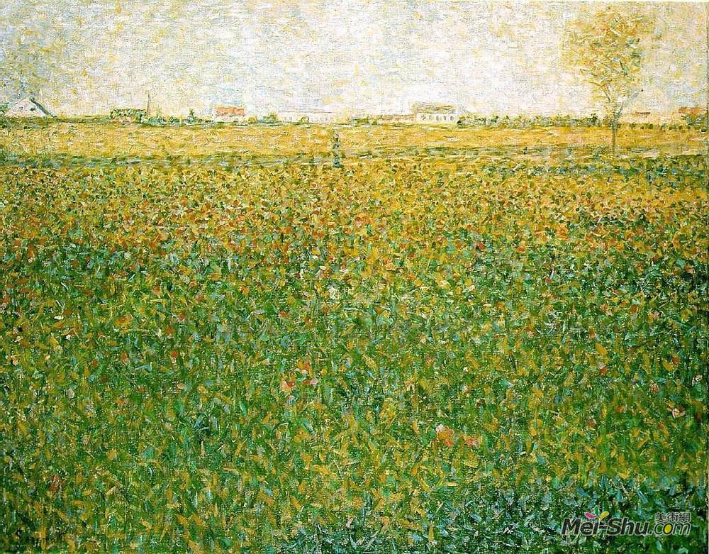 乔治·修拉(Georges Seurat)高清作品《紫花苜蓿，圣丹尼斯》