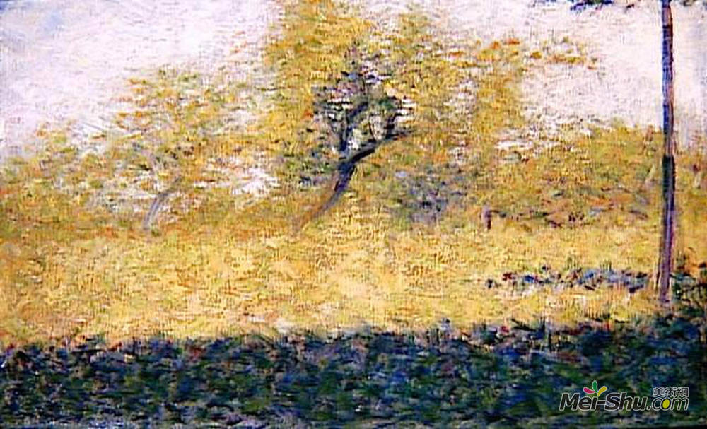 乔治·修拉(Georges Seurat)高清作品《木材的边缘，春天》