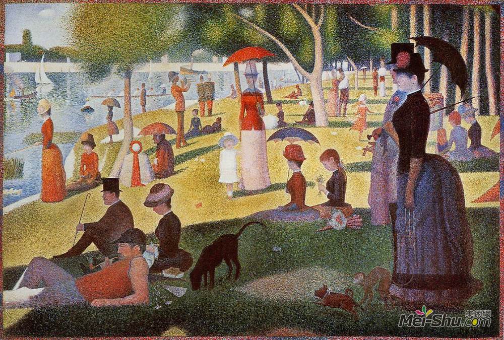 乔治·修拉(Georges Seurat)高清作品《星期日下午在拉格朗德的杰特岛上》