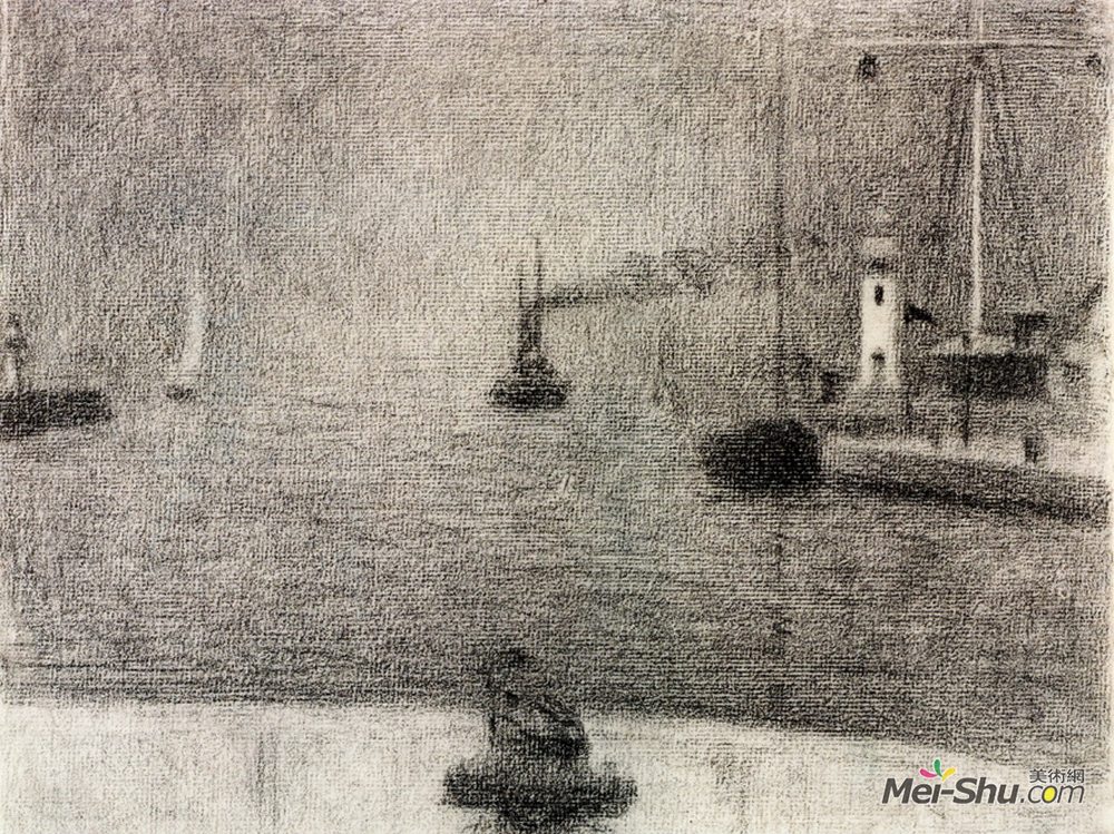 乔治·修拉(Georges Seurat)高清作品《翁弗勒尔港》