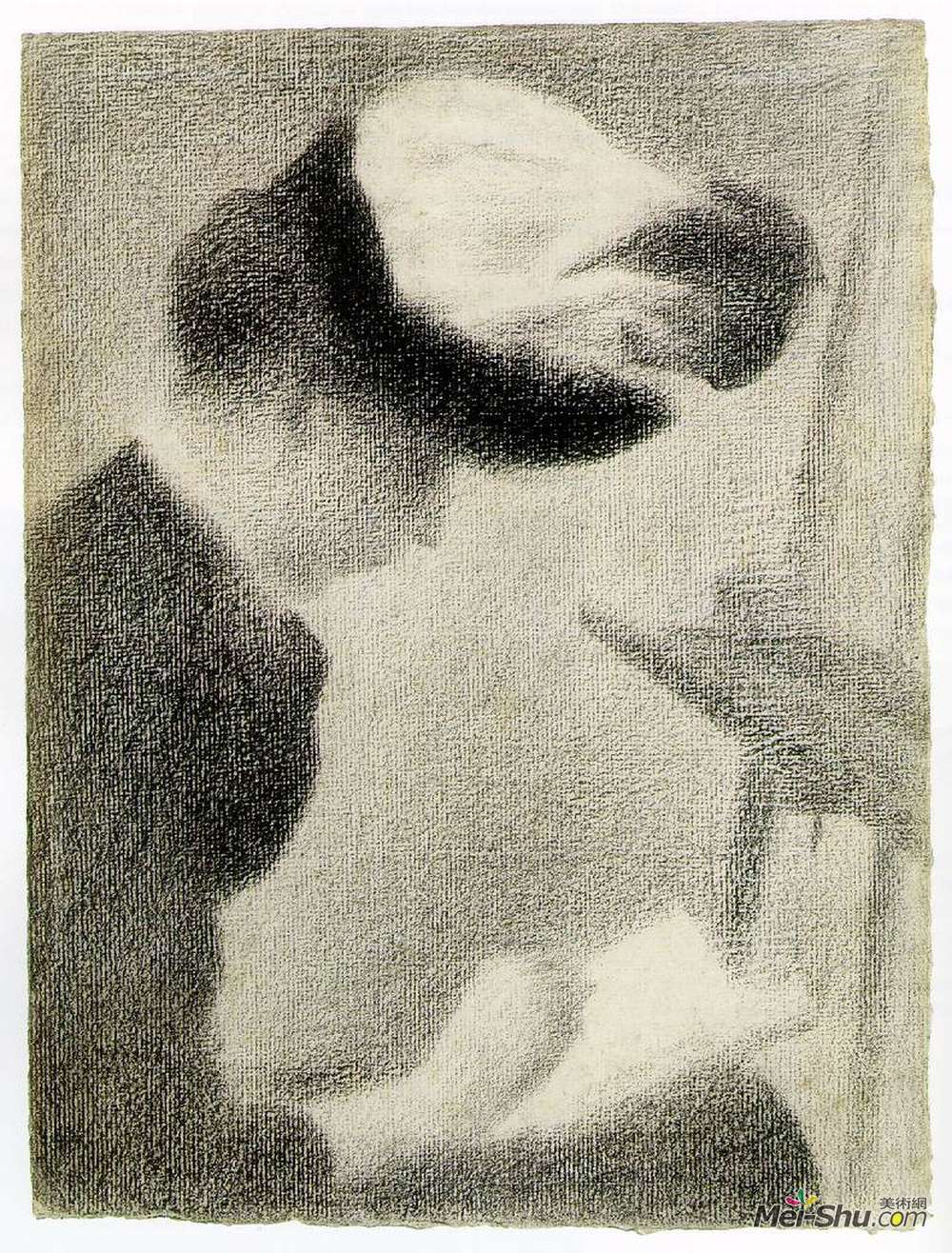 乔治·修拉(Georges Seurat)高清作品《坐在画架上的女人》