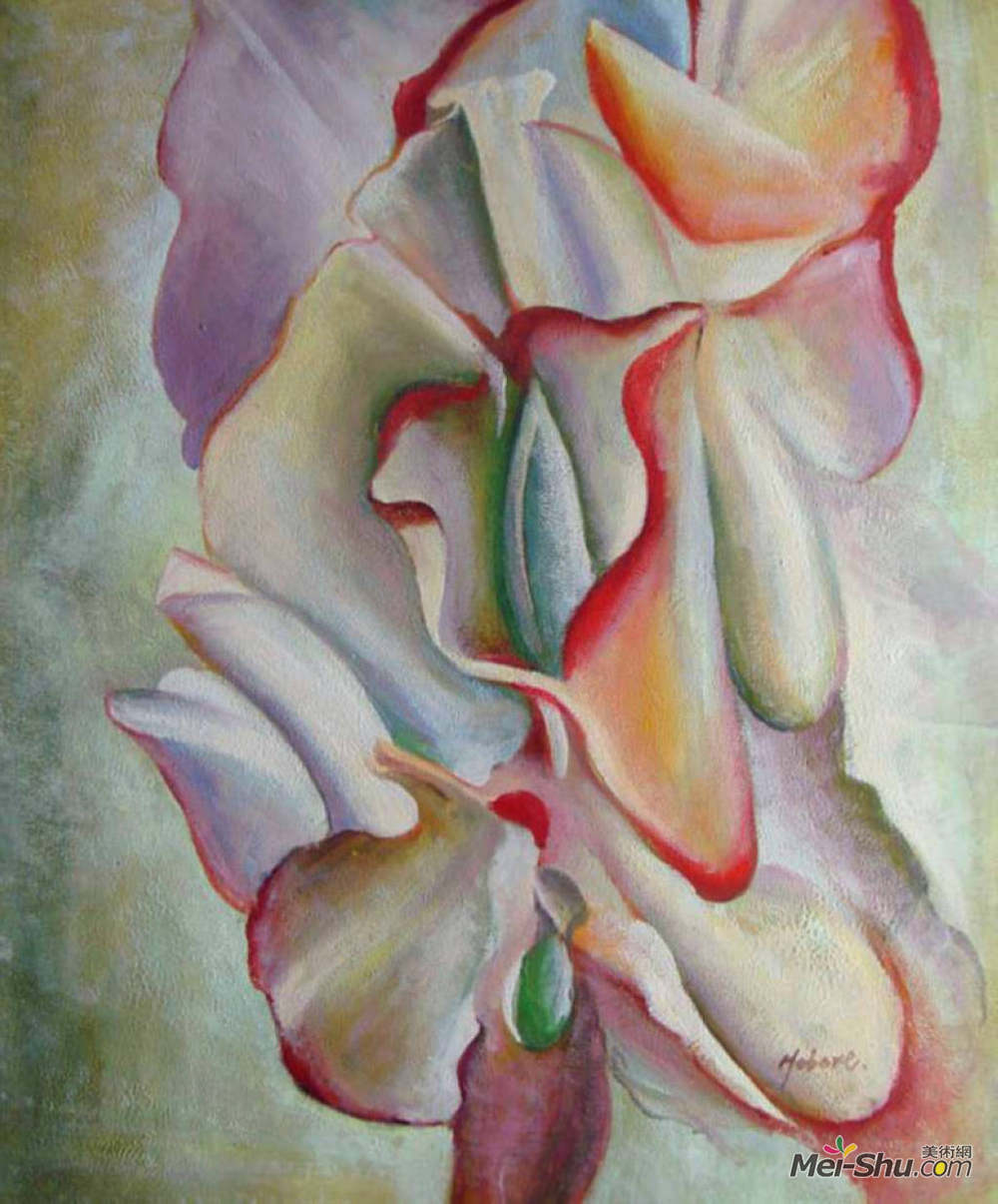 乔治亚·欧姬芙(Georgia O'Keeffe)高清作品《粉红甜豌豆》