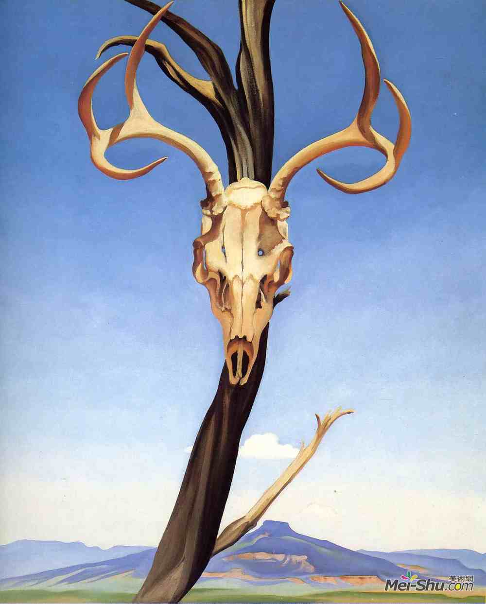 乔治亚·欧姬芙(Georgia O'Keeffe)高清作品《Deers Skull with Pedernal》