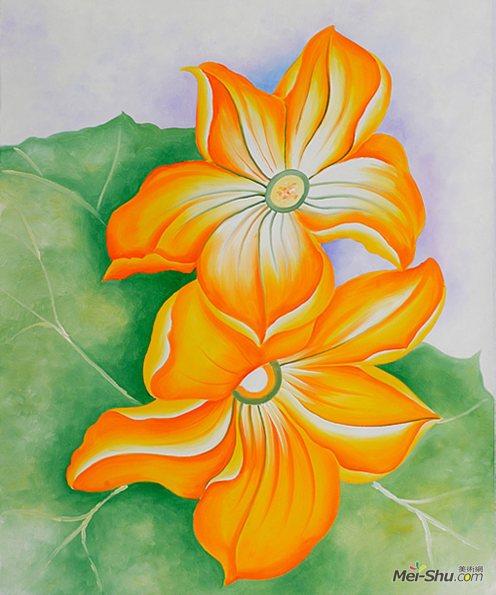 乔治亚·欧姬芙(Georgia O'Keeffe)高清作品《南瓜花》