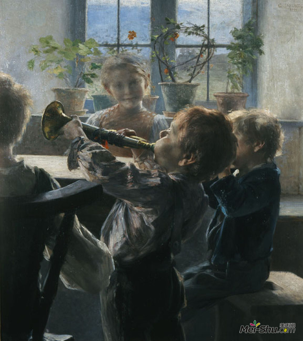 乔治奥斯雅各布布德(Georgios Jakobides)高清作品《Fragment from the "Children's Concert&q》