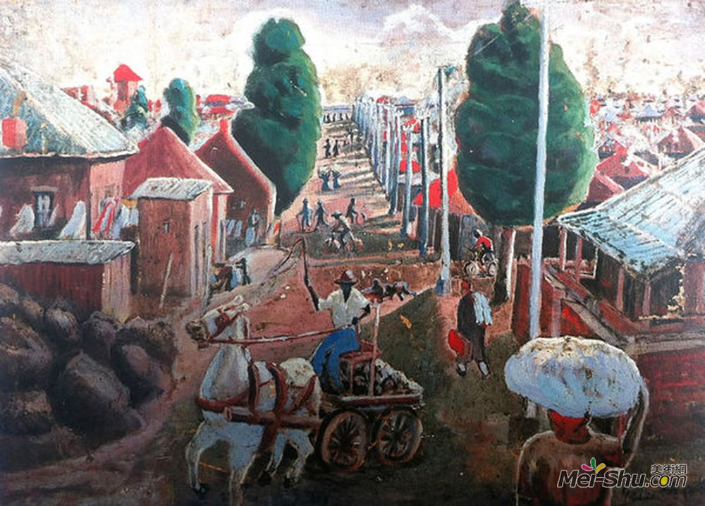 杰拉德·塞科托(Gerard Sekoto)高清作品《马车。索菲娅城》