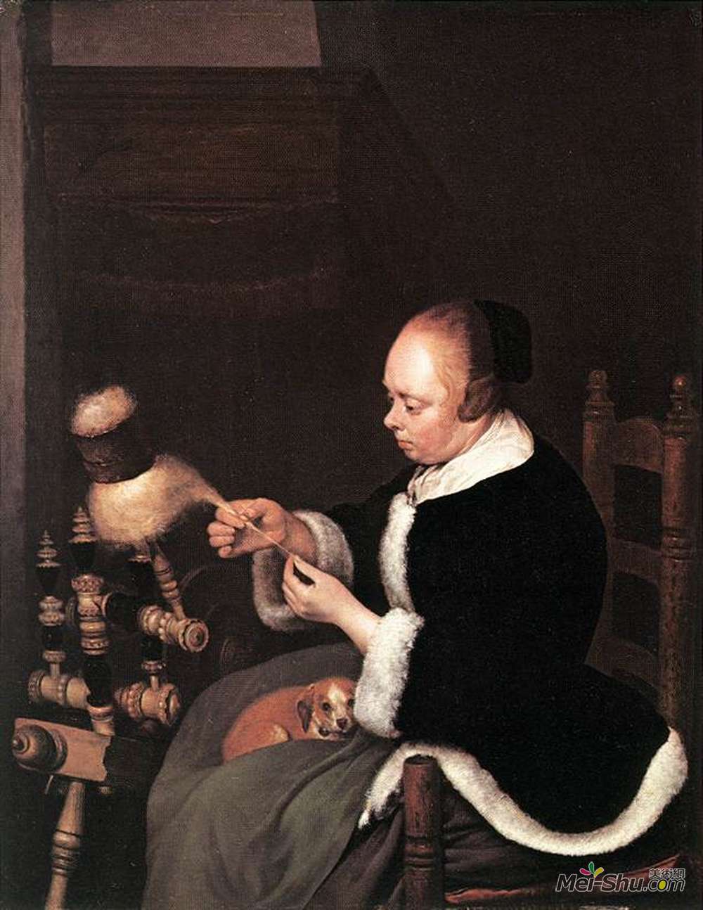 杰拉德·特·博尔奇(Gerard Terborch)高清作品《女人纺纱》