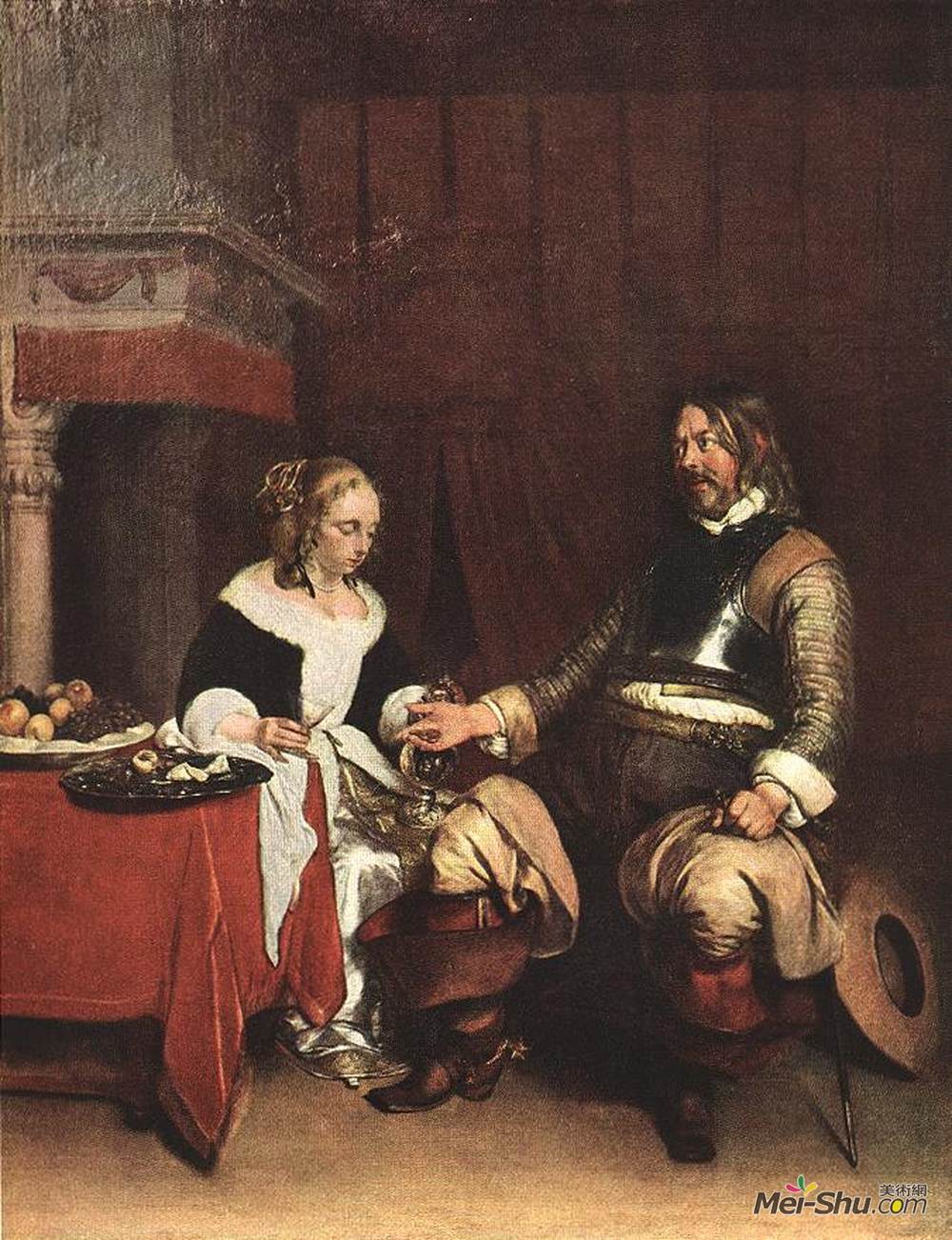 杰拉德·特·博尔奇(Gerard Terborch)高清作品《男人献女人币》