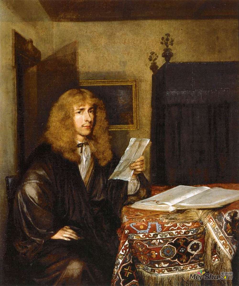 杰拉德·特·博尔奇(Gerard Terborch)高清作品《一个人读书的肖像》