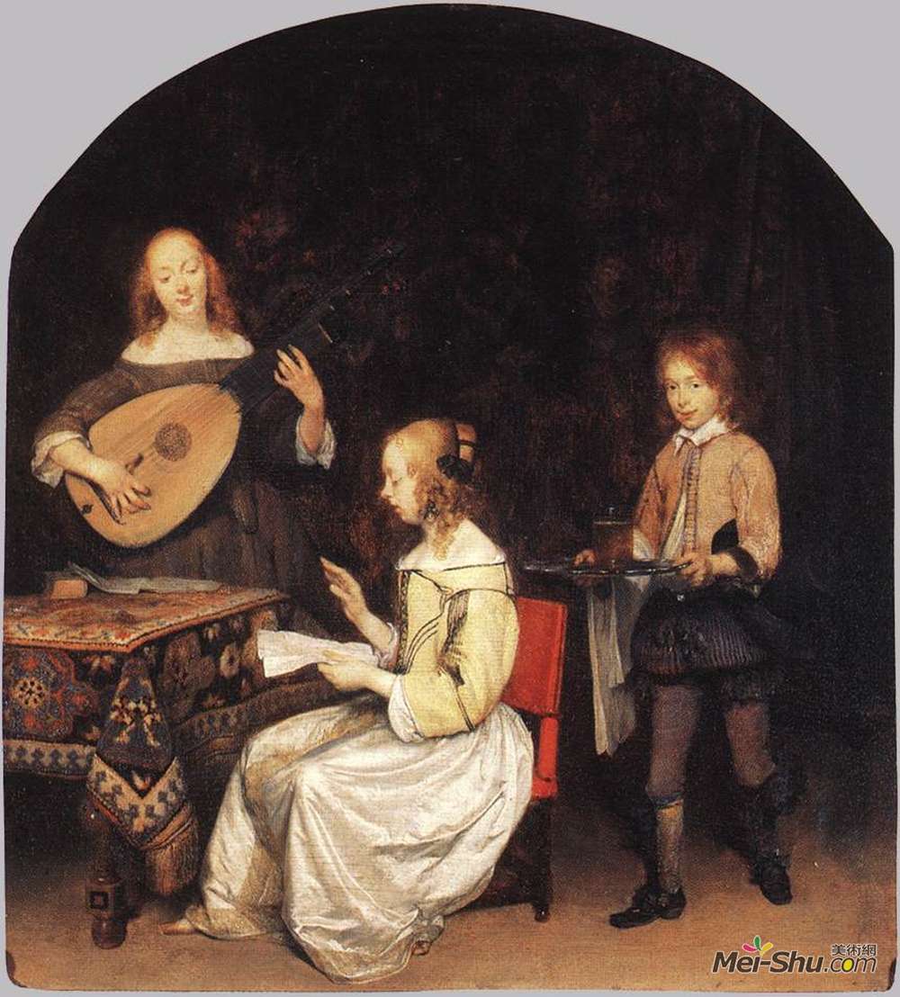 杰拉德·特·博尔奇(Gerard Terborch)高清作品《演唱会：歌手和理论家》