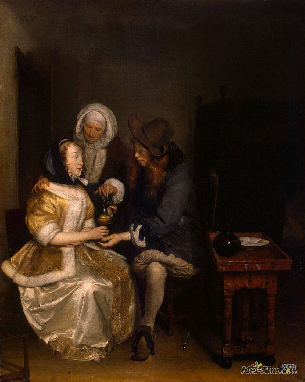 杰拉德·特·博尔奇(Gerard Terborch)高清作品《柠檬水杯》