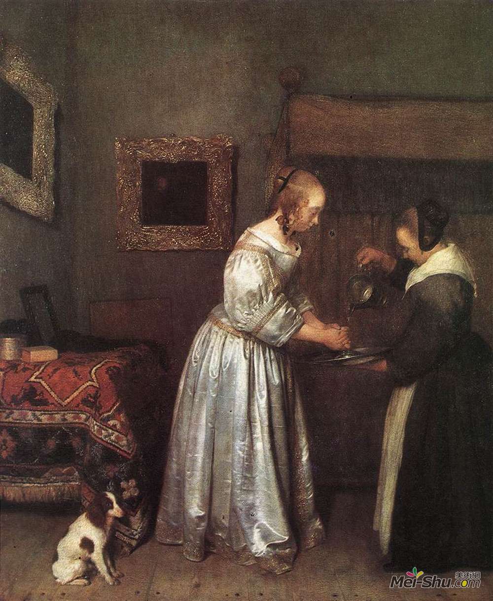 杰拉德·特·博尔奇(Gerard Terborch)高清作品《妇女洗手》
