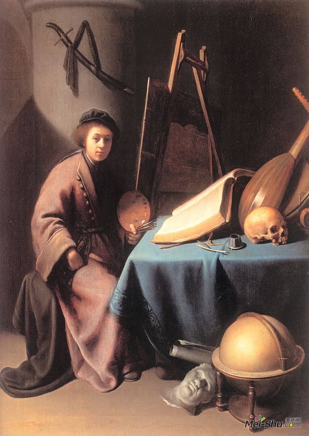 格利特窦(Gerrit Dou)高清作品《工作室中的艺术家》