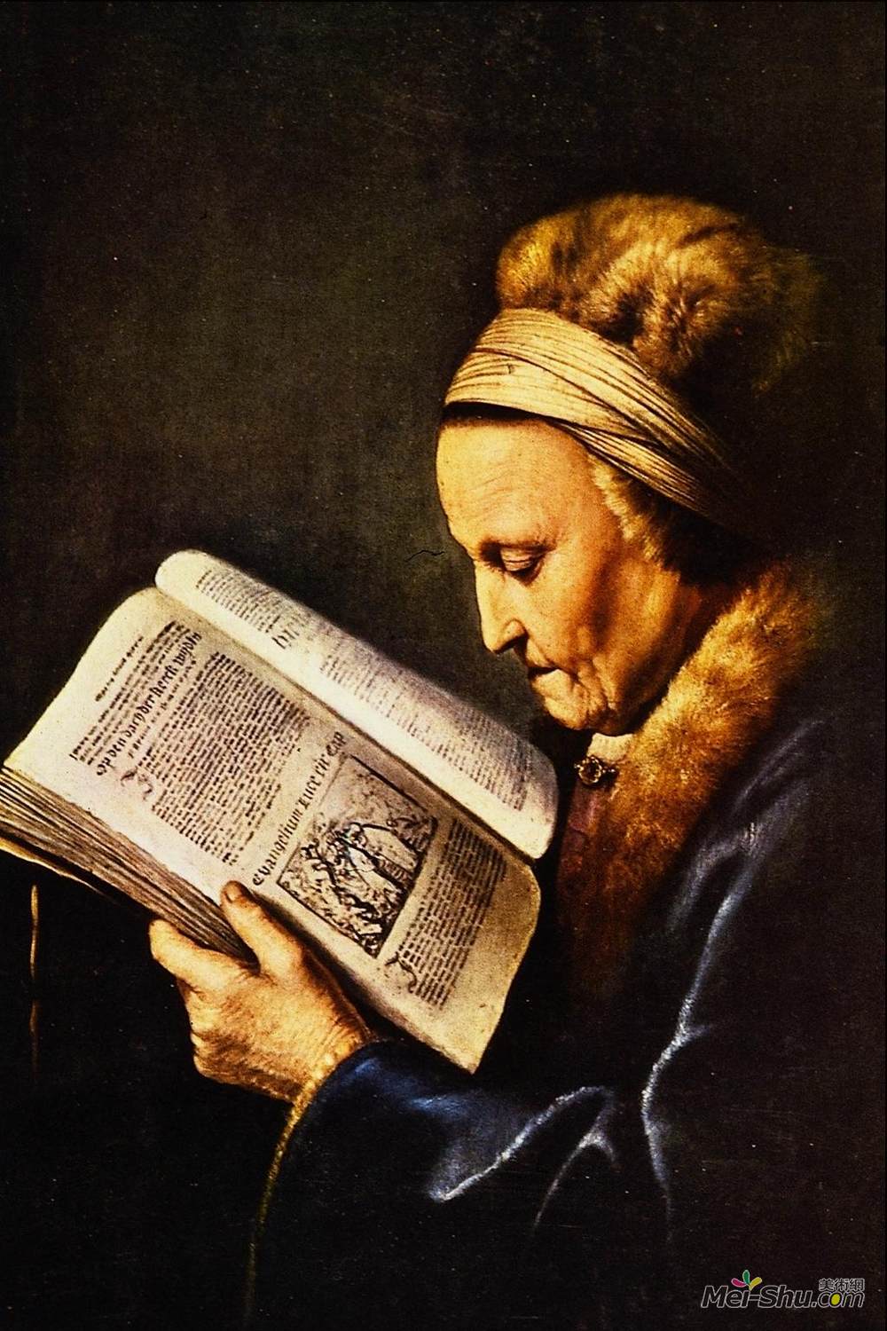 格利特窦(Gerrit Dou)高清作品《一位老妇人的画像》