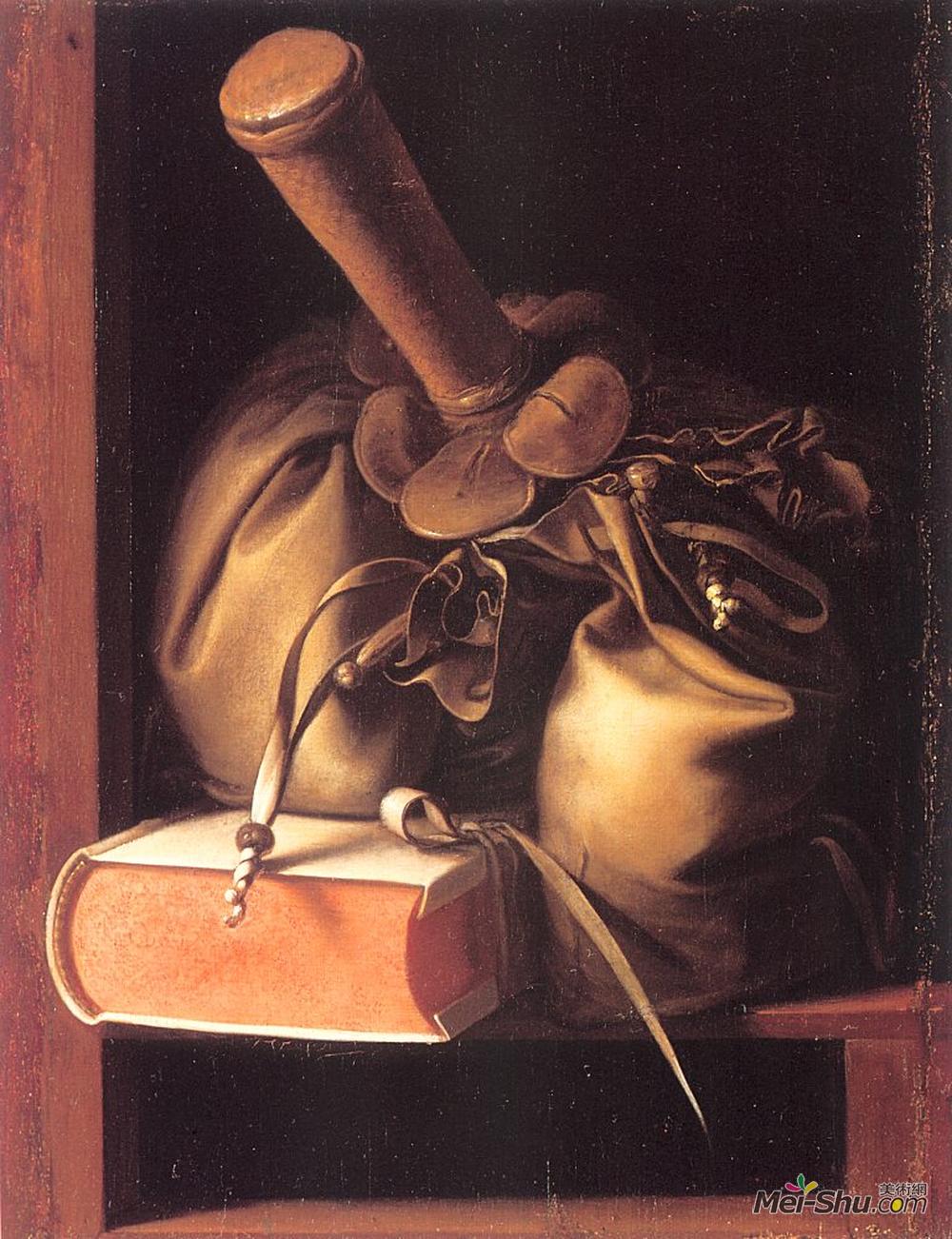 格利特窦(Gerrit Dou)高清作品《书与钱包的静物》