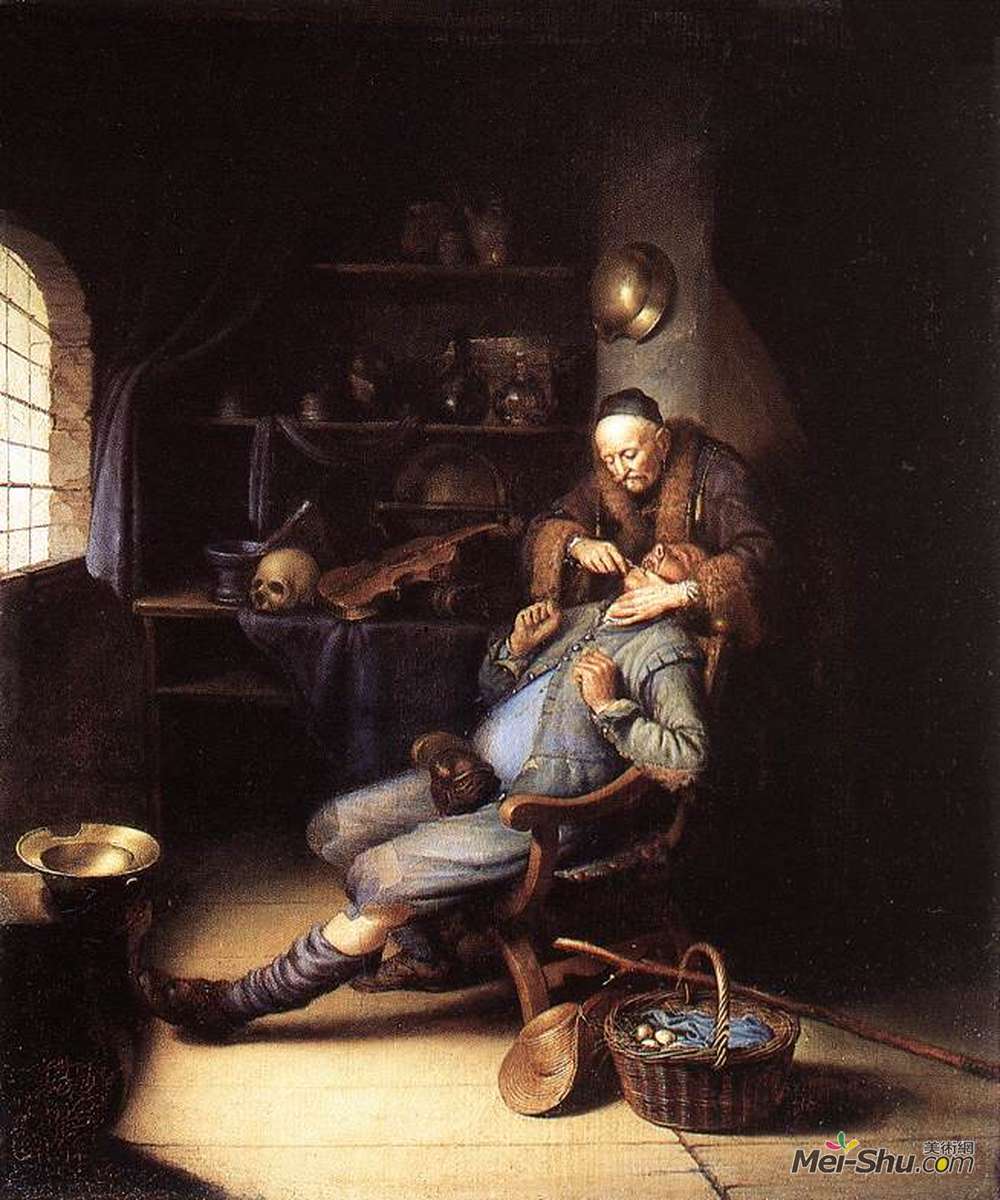 格利特窦(Gerrit Dou)高清作品《牙拔除术》