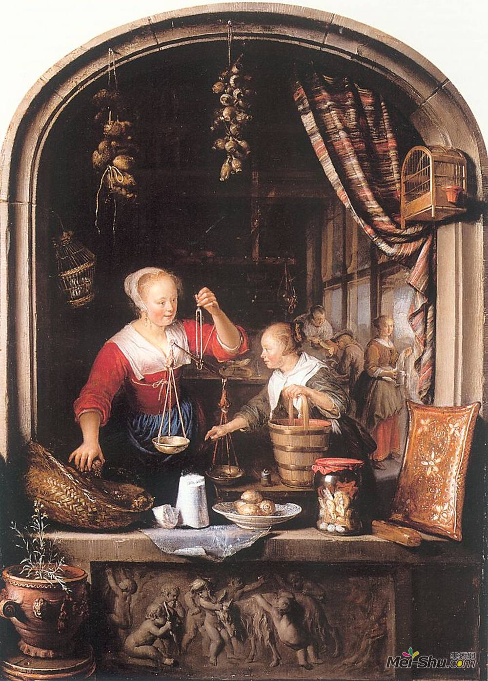 格利特窦(Gerrit Dou)高清作品《杂货店》