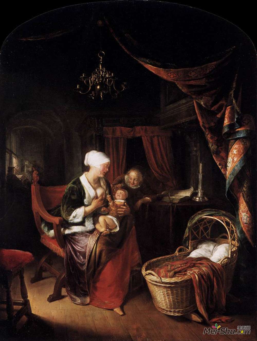 格利特窦(Gerrit Dou)高清作品《年轻的母亲》