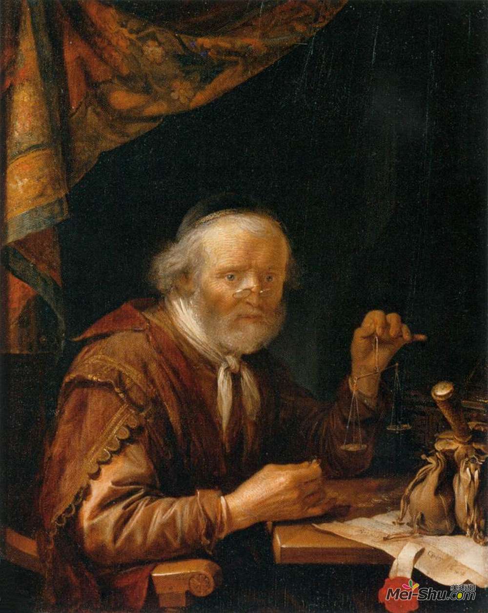 格利特窦(Gerrit Dou)高清作品《称量金》
