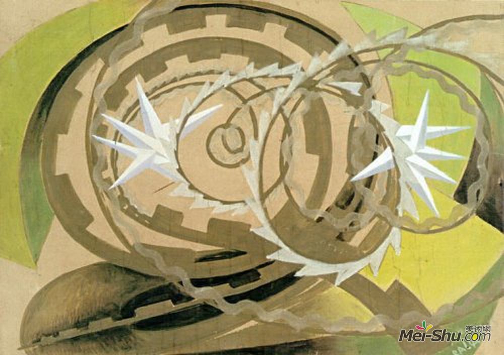 贾科莫·巴拉(Giacomo Balla)高清作品《摩托车驾驶员的外形与噪声》
