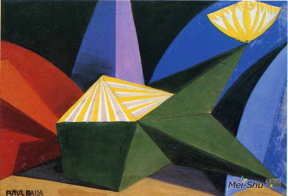 贾科莫·巴拉(Giacomo Balla)高清作品《Sketch for the ballet by Igor Stravinsky: Fireworks (Feu d&a》