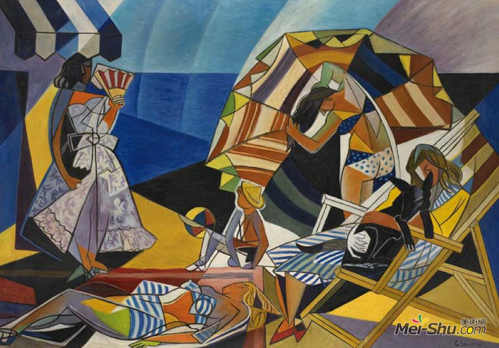 吉诺·塞韦里(Gino Severini)高清作品《在海滩上》