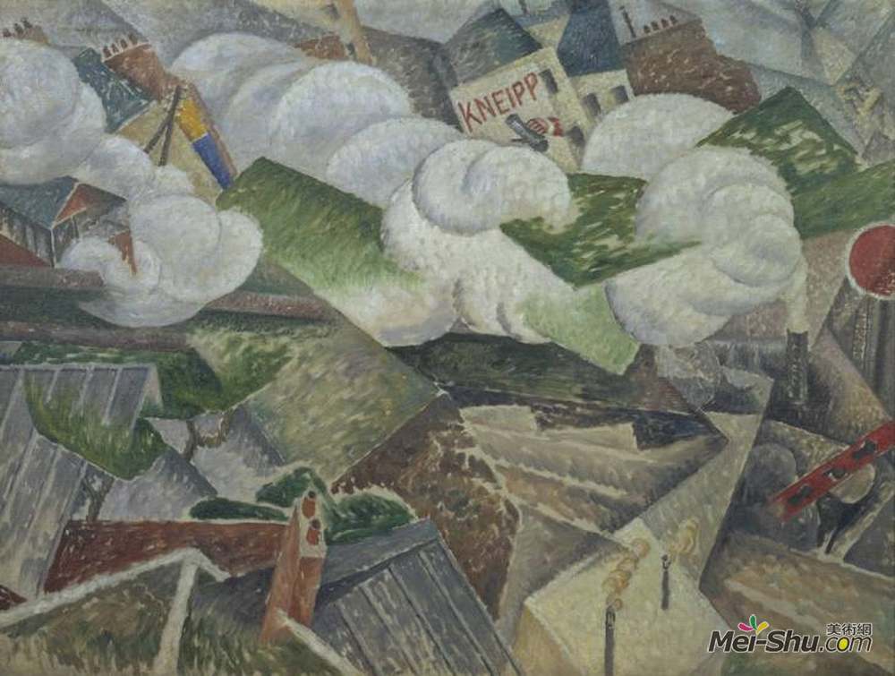 吉诺·塞韦里(Gino Severini)高清作品《市郊列车抵达巴黎》