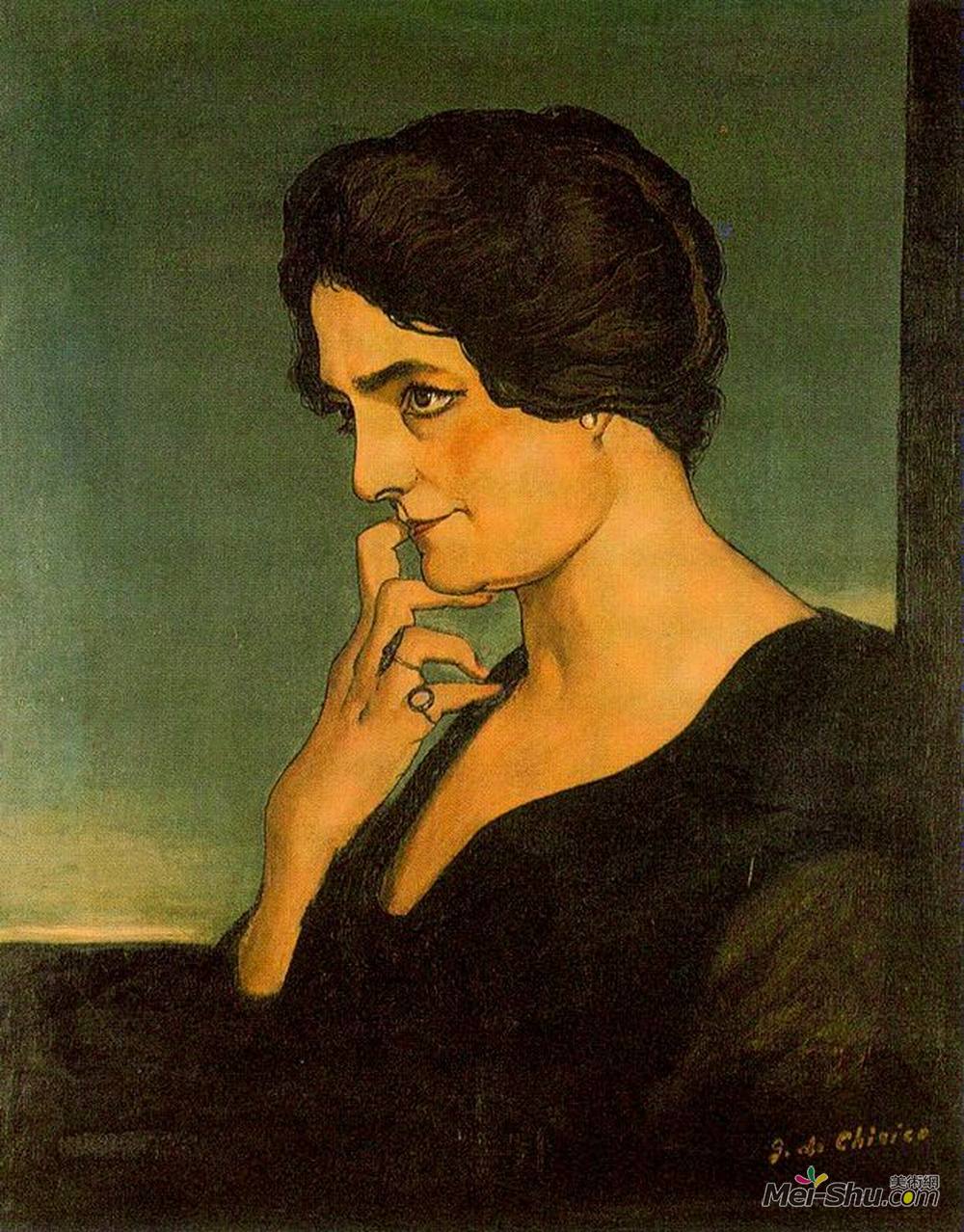 乔治·德·基里科(Giorgio de Chirico)高清作品《骑马夫人的肖像》
