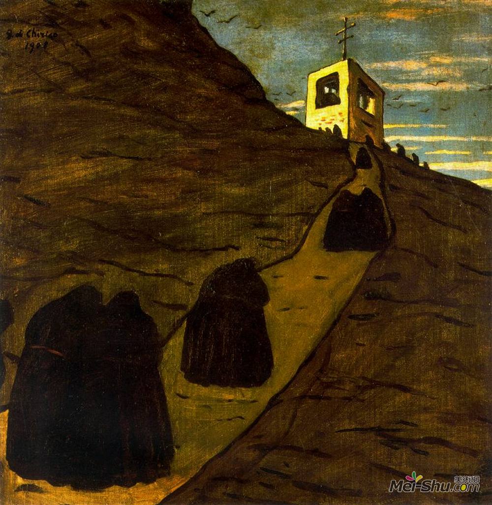 乔治·德·基里科(Giorgio de Chirico)高清作品《爬上修道院》