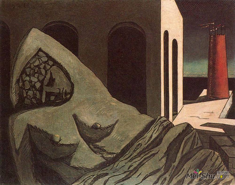 乔治·德·基里科(Giorgio de Chirico)高清作品《阿丽亚娜，沉默的雕像》